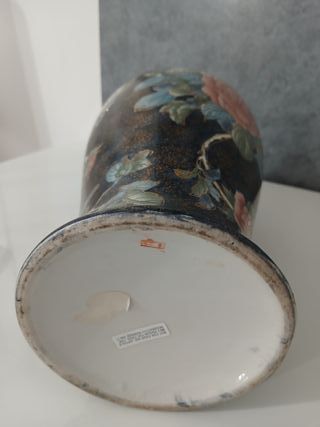Vaso Cinese Orientale in Ceramica con Fiori Rose V