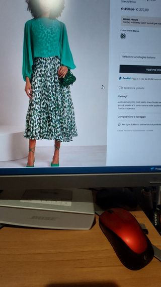 Vestito plissettato verde bianco