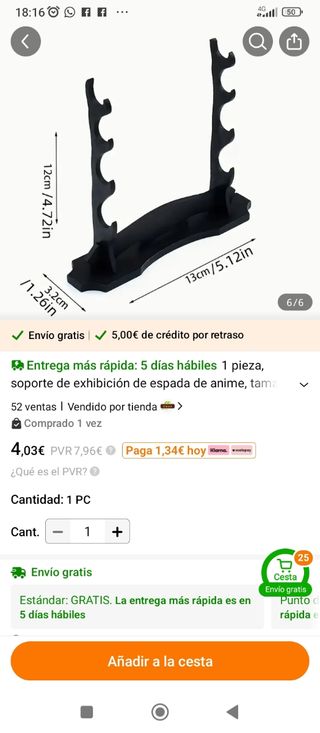 Soporte Espada Anime - 1 ud.
