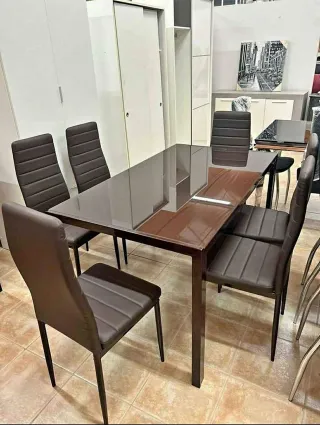 Comedor 6 sillas - Mesa cristal