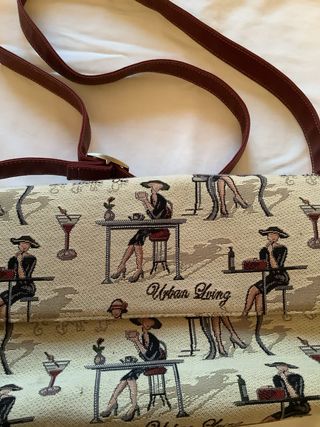 Bolso bandolera estampado beige y marrón