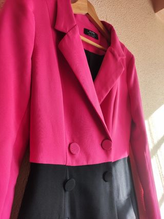 Vestido blazer Bershka fucsia-negro
