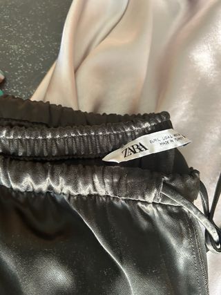 Falda Zara seda L - beige&verde