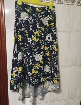 Falda midi floral azul