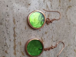 Pendientes coral verde dorado