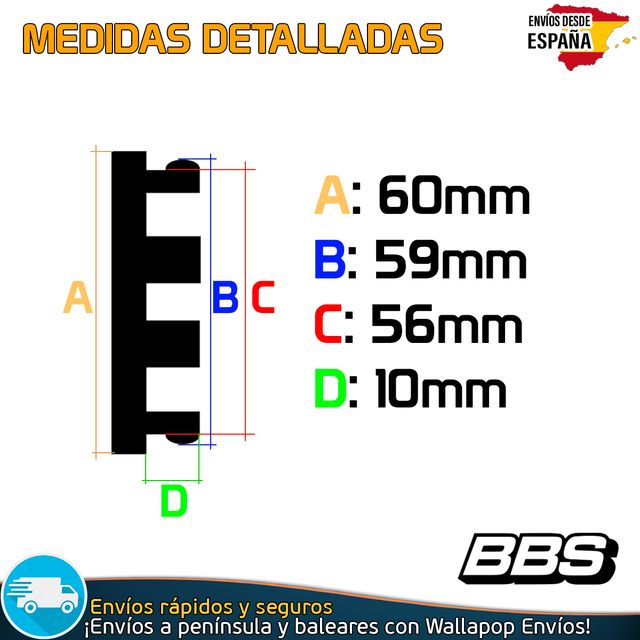 X4 Tapacubos BBS 60mm Cubrebujes Tapas de Llantas