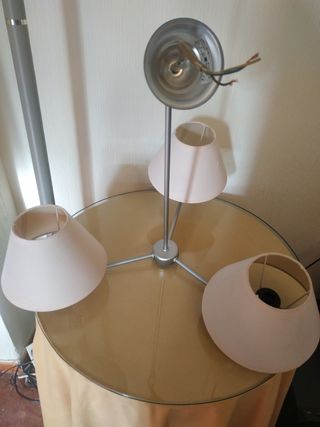 Lámpara 3 tulipas tela - beige plata
