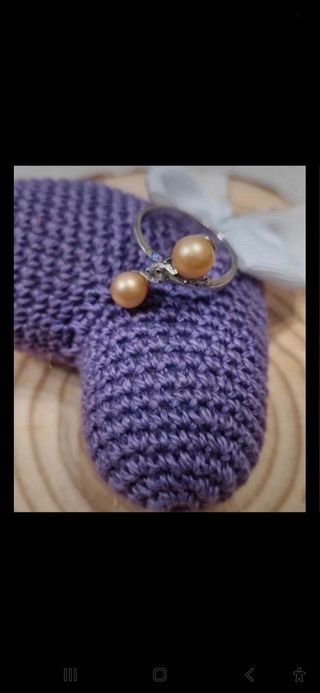 Anillo plata perlas dorado