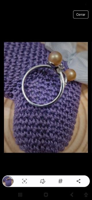 Anillo plata perlas dorado