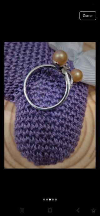 Anillo plata perlas dorado