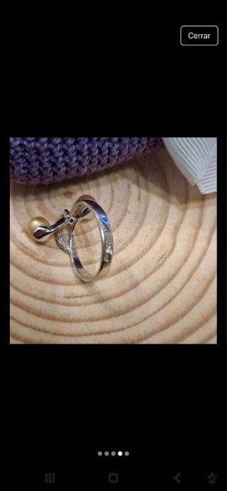Anillo plata perlas dorado