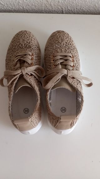 Zapatillas beige verano mujer talla 36,PRECIOSAS