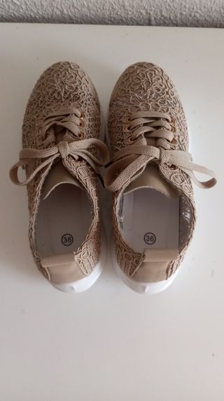 Zapatillas beige verano mujer talla 36,PRECIOSAS