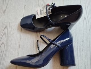 Zapatos tacón Zara azul 37