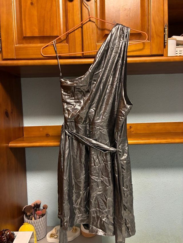 Vestido Zara Fiesta - Plata - Talla M
