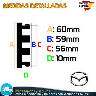 X4 Tapas de Llantas Tapacubos Mazda 60mm Cubrebuje