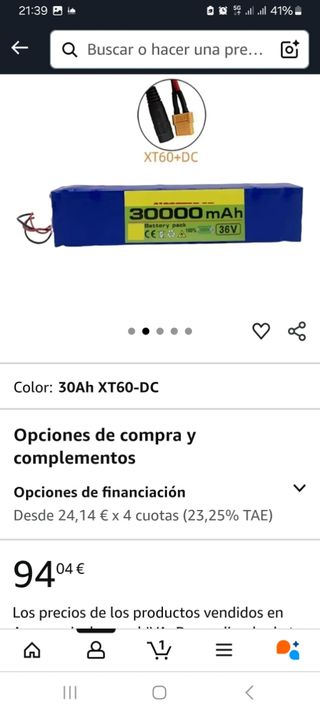 Batería 30Ah Xiaomi M365 XT60-DC