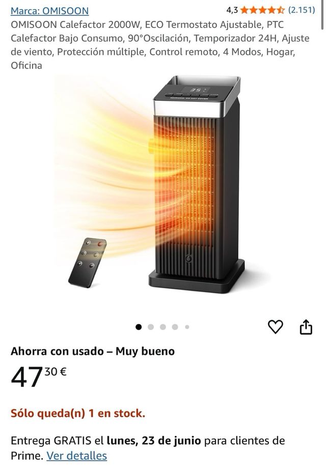 Calefactor OMISOON 2000W - ECO