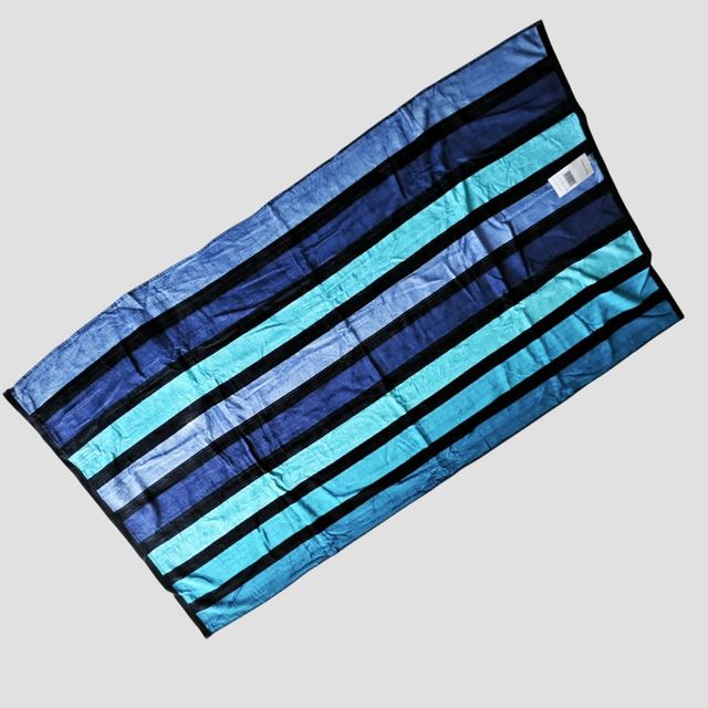 Toalla playa rayas azul turquesa