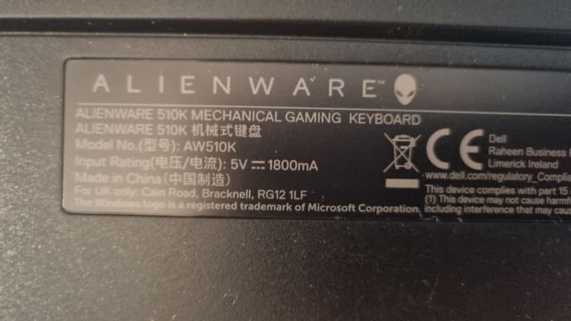 Tastiera meccanica da gaming RGB Alienware AW510K Low Profile