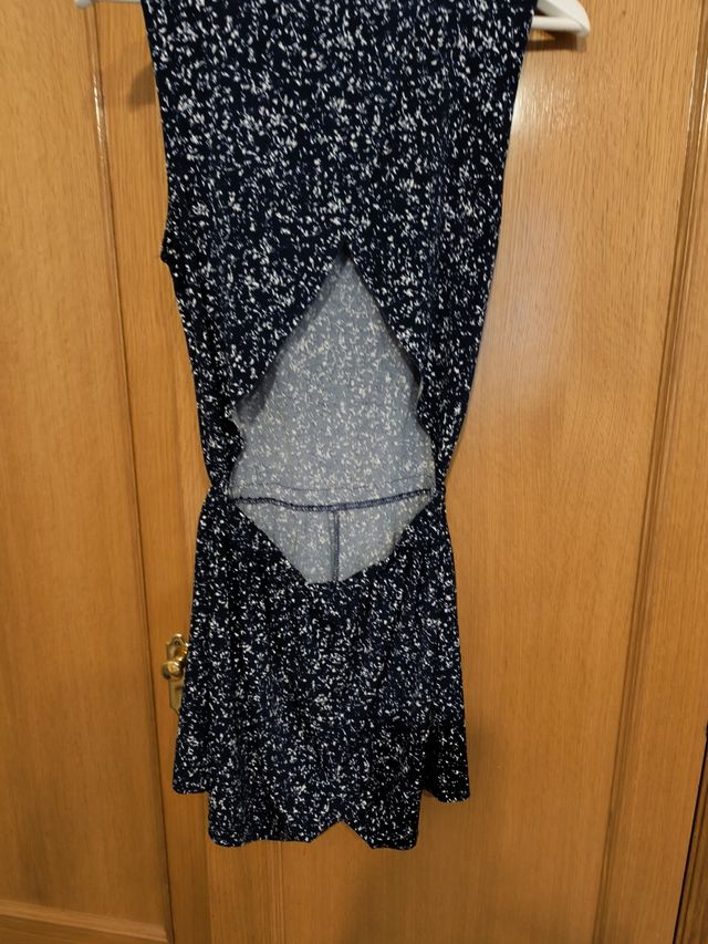 Vestido corto azul y blanco