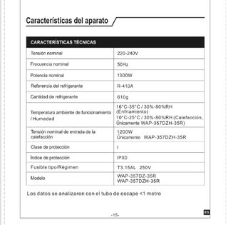 Aire Acondicionado Equation Wap 357 Dzh 1300W