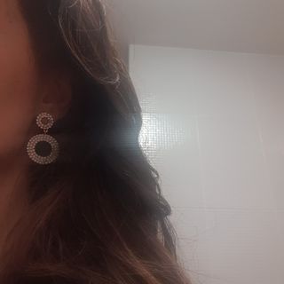 Vestido fiesta azul electrico pendientes brillante