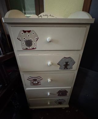 2 Cómodas infantiles de madera - Beige con ositos