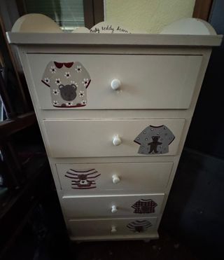 2 Cómodas infantiles de madera - Beige con ositos