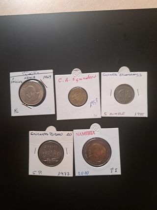 5 Monedas África: Kenia, Guinea Ecuatorial...