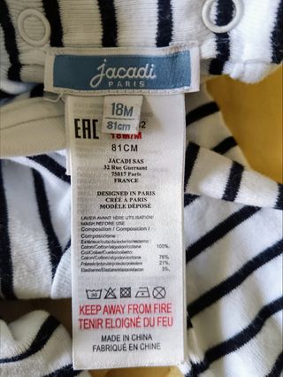 Body Jacadi Paris a righe, bimbo/bimba 18 mesi più