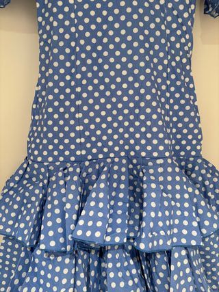 Traje Flamenca lunares azul pavo