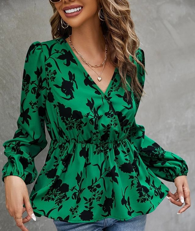 Blusa Shein verde manga larga
