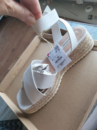 Sandalias cuña blancas mujer - talla 39