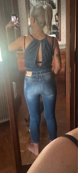 Tutina Jeans Elasticizzata Blu