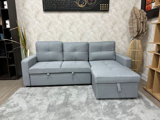 Sofá cama gris terciopelo