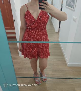 Vestido rojo lunares - Talla l