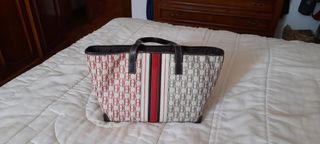 Bolso Carolina Herrera beige y rojo