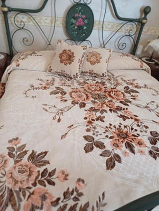 Coperta Matrimoniale Ciniglia Beige-Marrone 