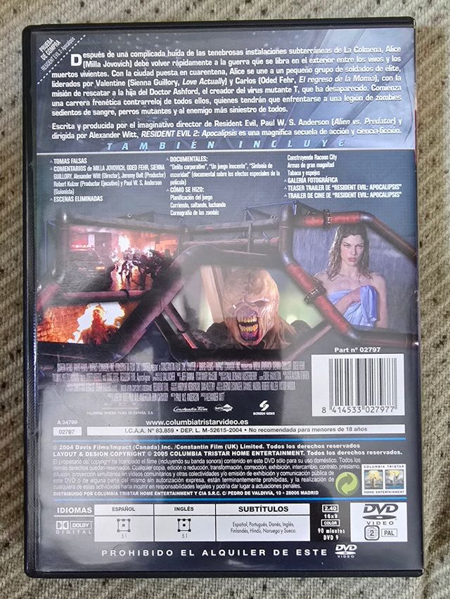 Resident Evil 2 Apocalipsis DVD