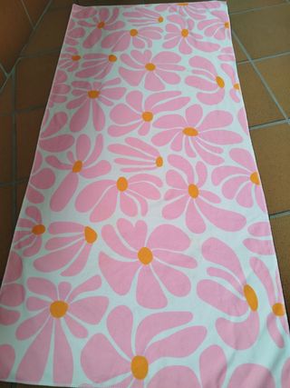 Toalla playa flores rosa-blanca