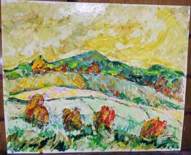 No 45 DOMINGO ABELLO CUADRO OLEO PAISAJE CAMPOS