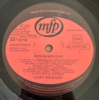 CLIFF RICHARD VINILO LP ROCK ON WITH 82