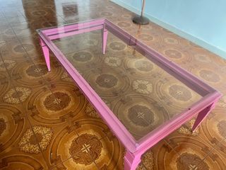 Mesa centro cristal rosa