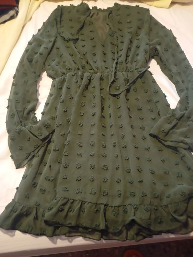 Vestido verde manga larga
