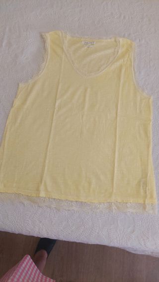 Camiseta tirantes amarilla mujer