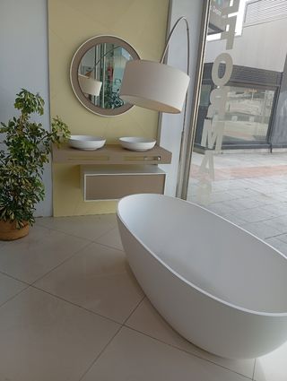 Mueble baño moderno - Beige y blanco