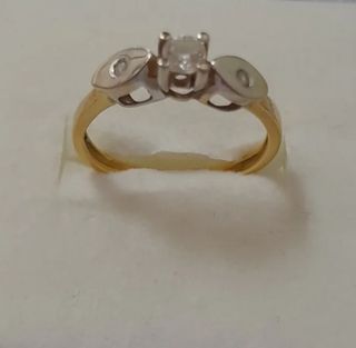 Anillo Solitario Oro 18k Bicolor