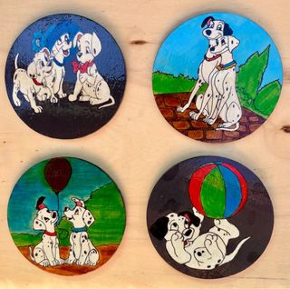 4 posavasos 101 dálmatas pintados a mano