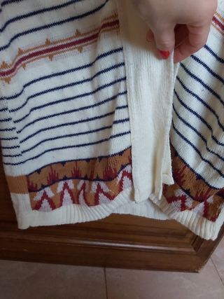 Cardigan lana beige e blu